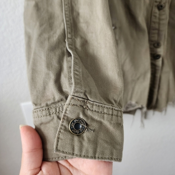 Free People Moonchild Distress Sage Dress Longline Shacket Grunge Boho Chic M - Picture 5 of 12